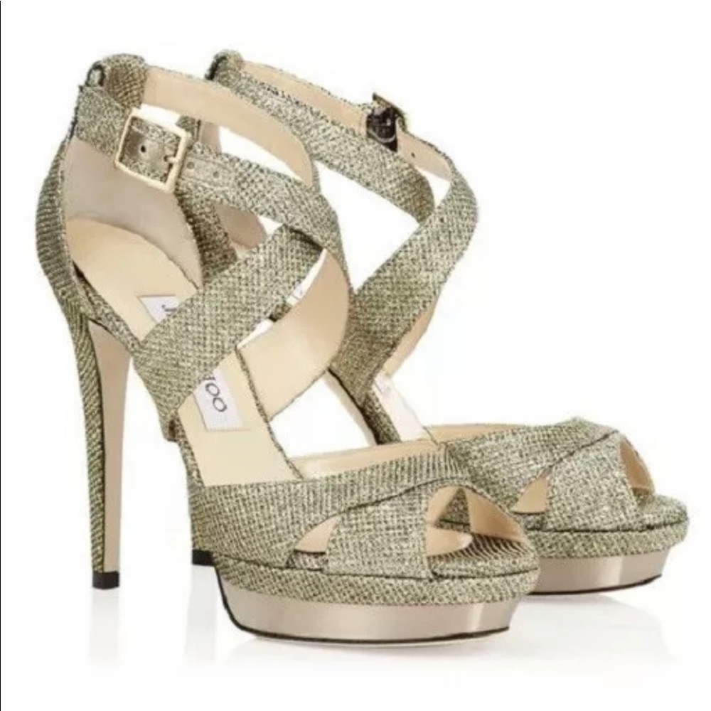 AUTHENTIC Jimmy Choo Metallic Kayak Platform